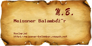 Meissner Balambér névjegykártya